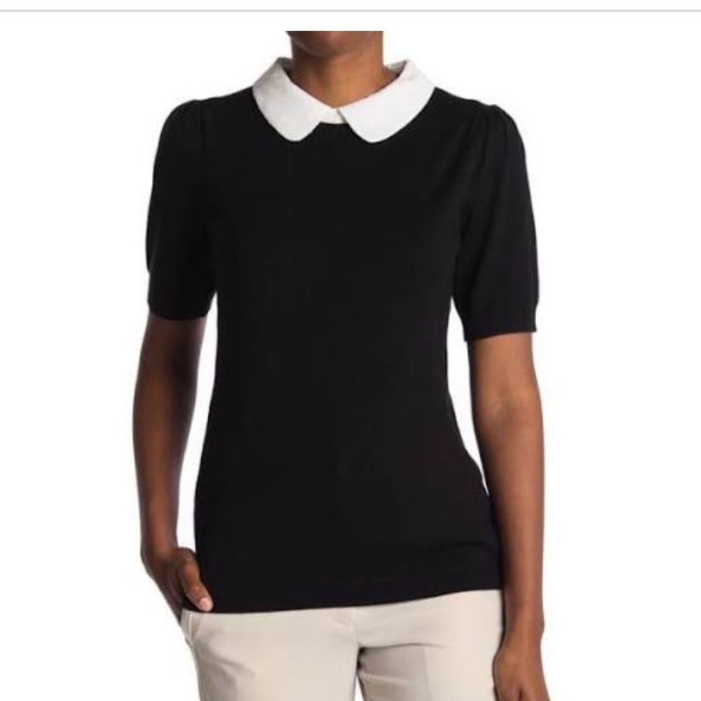 NWT Adrianna Papell clip dot collared sweater